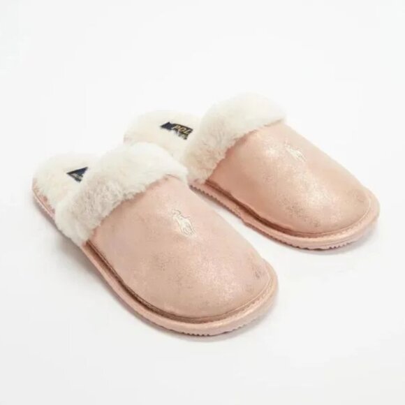 NEW Polo Ralph Lauren Women's Pink Metallic Summit Scuff II Size 9 Slippers - Picture 1 of 7